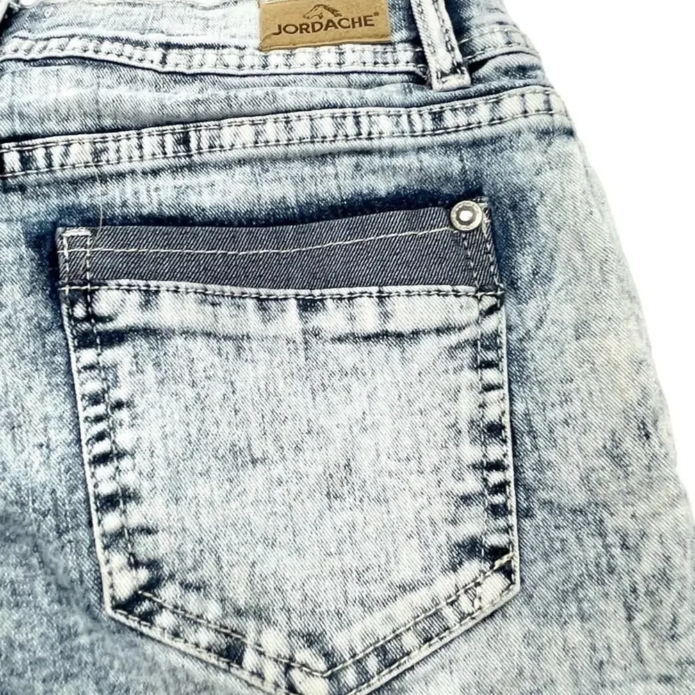 JORDACHE women's denim shorts details on sides embroidered stars SZ 14 (teens)